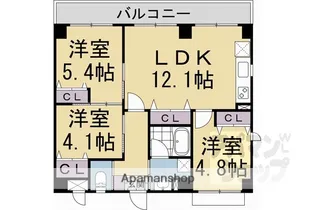 グランドラティス河原町七条【201w号室】の間取り