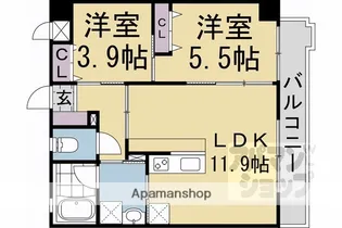 グランドラティス河原町七条【302w号室】の間取り