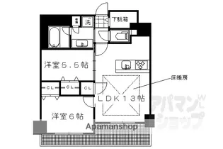 プレサンスロジェ四条大宮駅前【602号室】の間取り