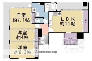 バッカス・サカエ【7B号室】の間取り