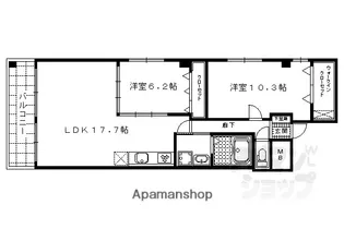 SAWARABI御所【3A号室】の間取り