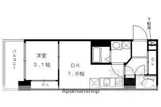 アクアプレイス京都二条城北【406号室】の間取り