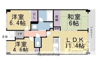 二条聚楽町アーバンコンフォート【302号室】の間取り