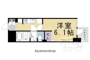 サンフローラ三条大宮【203号室】の間取り