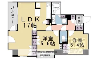 イーグルコート烏丸御池ル シエル【905号室】の間取り