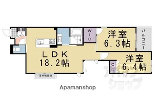 シャーメゾン洛央【401号室】の間取り