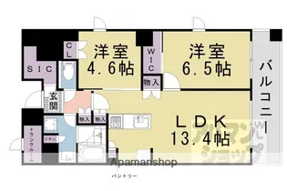 パークホームズ四条河原町【6F号室】の間取り
