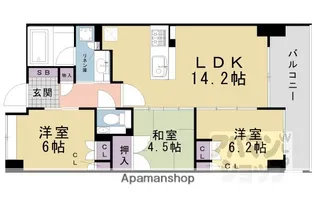 イーグルコート御所南 衣棚別邸【4階号室】の間取り
