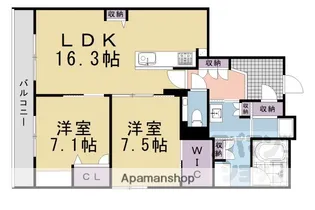 グランメゾン御所南【201号室】の間取り