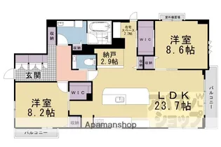 グランメゾン御所南【202号室】の間取り