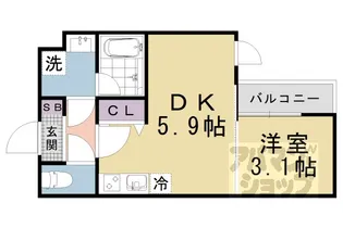 VINA山科WEST【303号室】の間取り