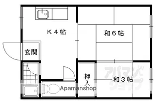 四ノ宮ハイツ【1-B号室】の間取り
