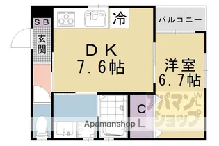 シャトン山科【101号室】の間取り