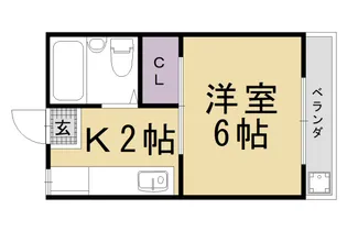 二軒茶屋マンション【B13号室】の間取り