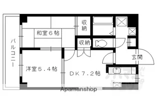 コアロード鷹ヶ峯【206号室】の間取り