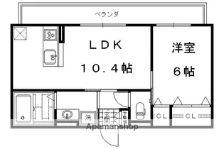 大喜清明館一号館 二号館【B302号室】の間取り