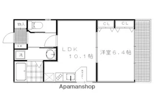 ヴィラ御所東【201号室】の間取り