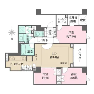 ザ・パークハウス京都鴨川御所東【4階】の間取り