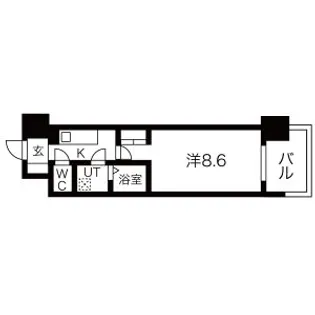 アーバンフラッツ五条堀川【1409号室】の間取り