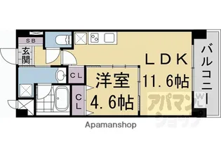みつまめ京都朱雀【406号室】の間取り