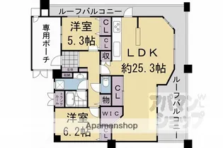 ユニハイム四条大宮駅前【1507号室】の間取り