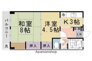 洛西マンションII【2階】の間取り