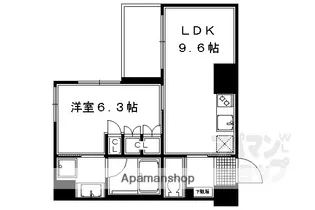 リーガル京都四条烏丸II【104号室】の間取り