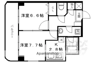 デ・リード西大路高辻【207号室】の間取り