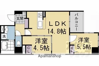 ヴィラ御所南【401号室】の間取り