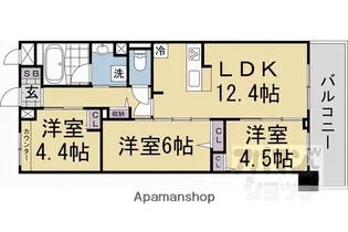 THE RESIDENCE 北白川【103号室】の間取り