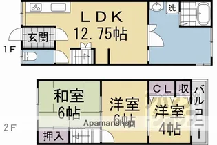京都府京都市左京区修学院狭間町【一戸建】の間取り