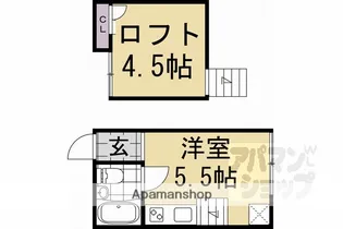 クゥアトル京都Ⅱ【201号室】の間取り