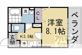 ユアメゾン挽木町【1F-2号室】の間取り