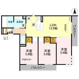 ルコアン堀川今宮【1階】の間取り