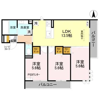 ルコアン堀川今宮【2階】の間取り