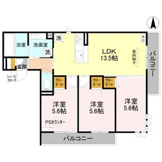 ルコアン堀川今宮【3階】の間取り