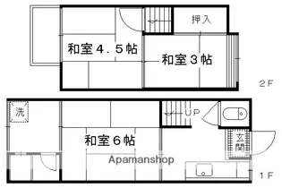 京都府京都市伏見区横大路下三栖山殿【テラスハウス】の間取り