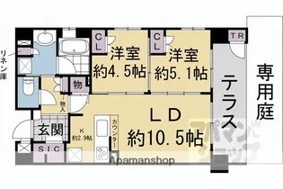 ルーシア四条烏丸【107号室】の間取り