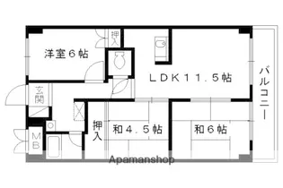 プルーリオン椥辻【208号室】の間取り