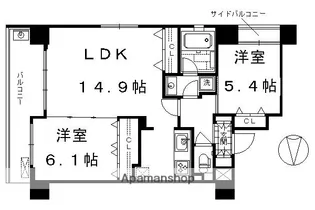 ルーエ五条堀川【304号室】の間取り