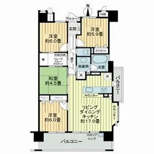 サーパス西大津【6階】の間取り
