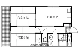 グランドールさかた【402号室】の間取り