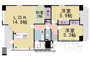 グラン コート洛央万寿寺【201号室】の間取り
