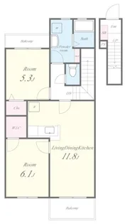 「LAND PARK横大路B棟」【2階】の間取り