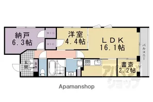 グランレブリー二条城東【301号室】の間取り