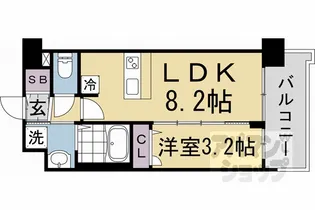 プレサンスTHE KYOTO 新町通【0904号室】の間取り