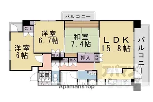 ハイネスクラウズ山科音羽【6F号室】の間取り