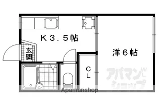 レユニオン膳所(1K)【106号室】の間取り