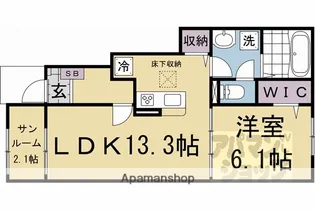 プロスぺリテ下阪本【104号室】の間取り