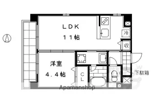 京まちなか湖月【405号室】の間取り